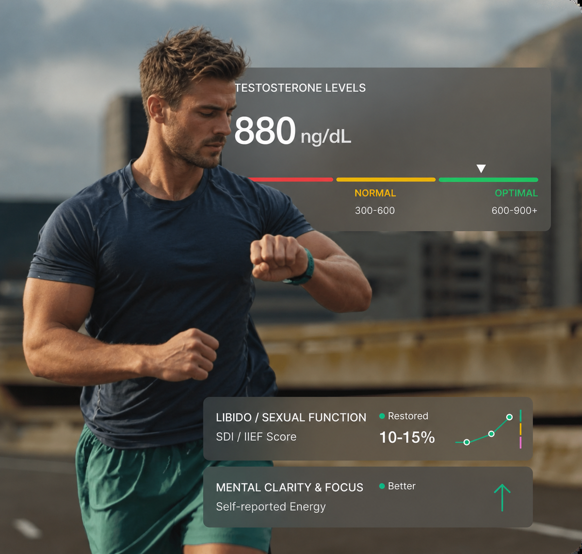 Man running outdoors while checking his smartwatch